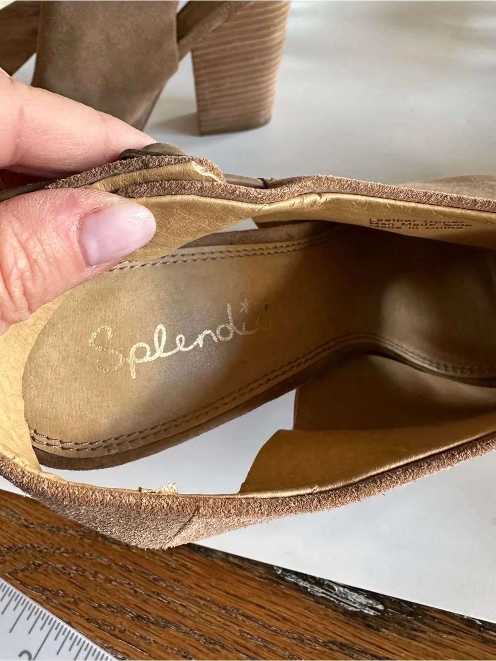 Splendid Women’s Kaylee Suede Peep-Toe Block Heel Slingback Booties- Tan Sz 9.5